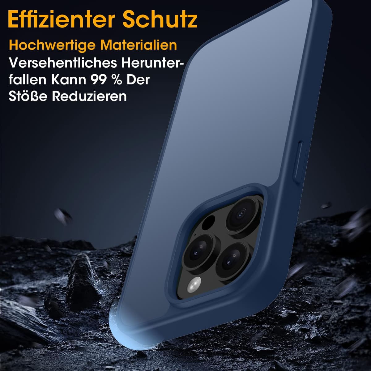 Andwing Husă Mată Protecție Militară Căzături pentru iPhone 14 Pro Max – Albastru Închis