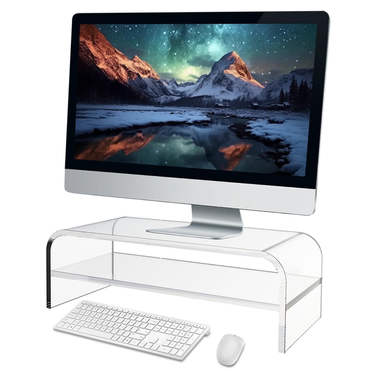 guofa suport monitor acrilic 2 niveluri, suport ecran acrilic, masă acrilic laptop, PC (39X20X12.6cm)