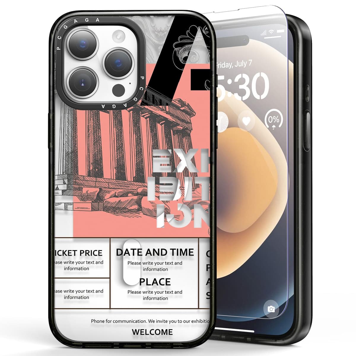 pcgaga husă iPhone 15 Pro Max, compatibilă MagSafe, magnetică cu lanț telefon folie protecție