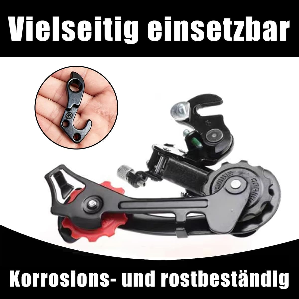 QZKJQDD Agățătoare schimbător aliaj MTB piesă înlocuire – Neagră