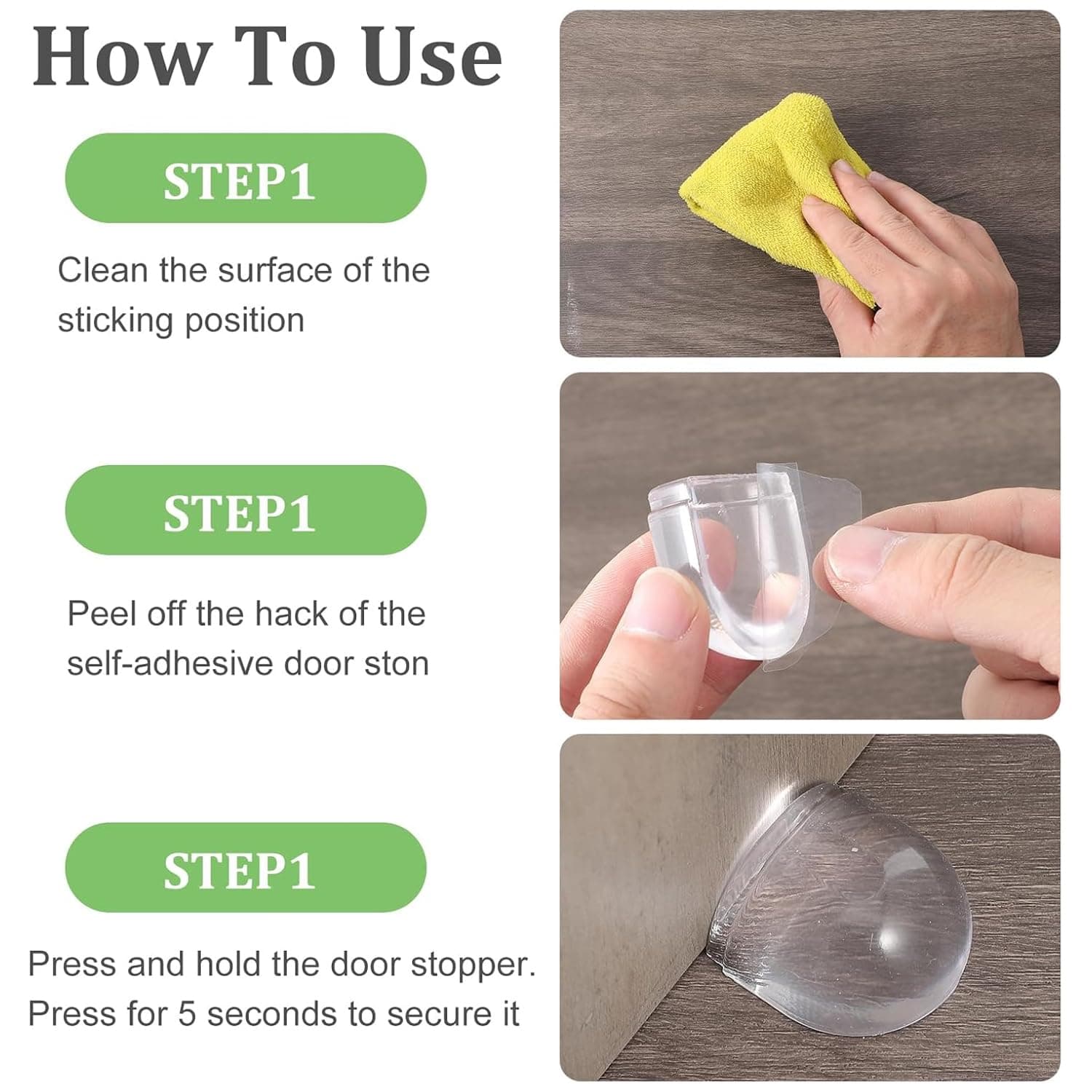 Set 6 opritoare ușă QZKJQDD adezive silicon gel autoadeziv podea protecție