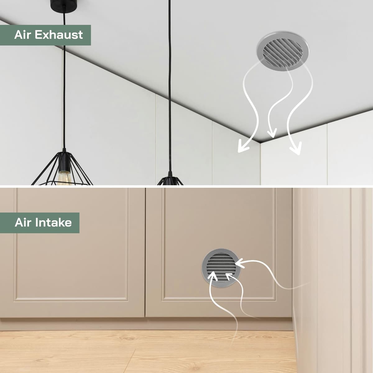 Set 5 capace ventilație rotunde negre cu plasă insecte – HVAC