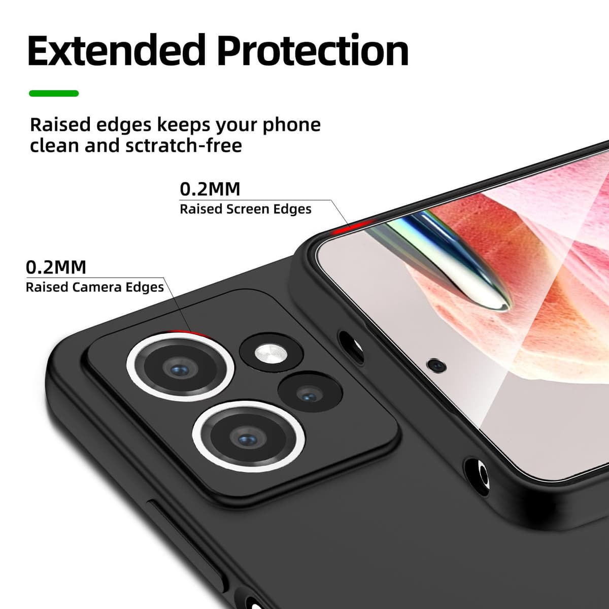 NEW'C husă Xiaomi Redmi Note 12 4G silicon negru ultra subțire și 2× sticlă călită Redmi Note 12 4G