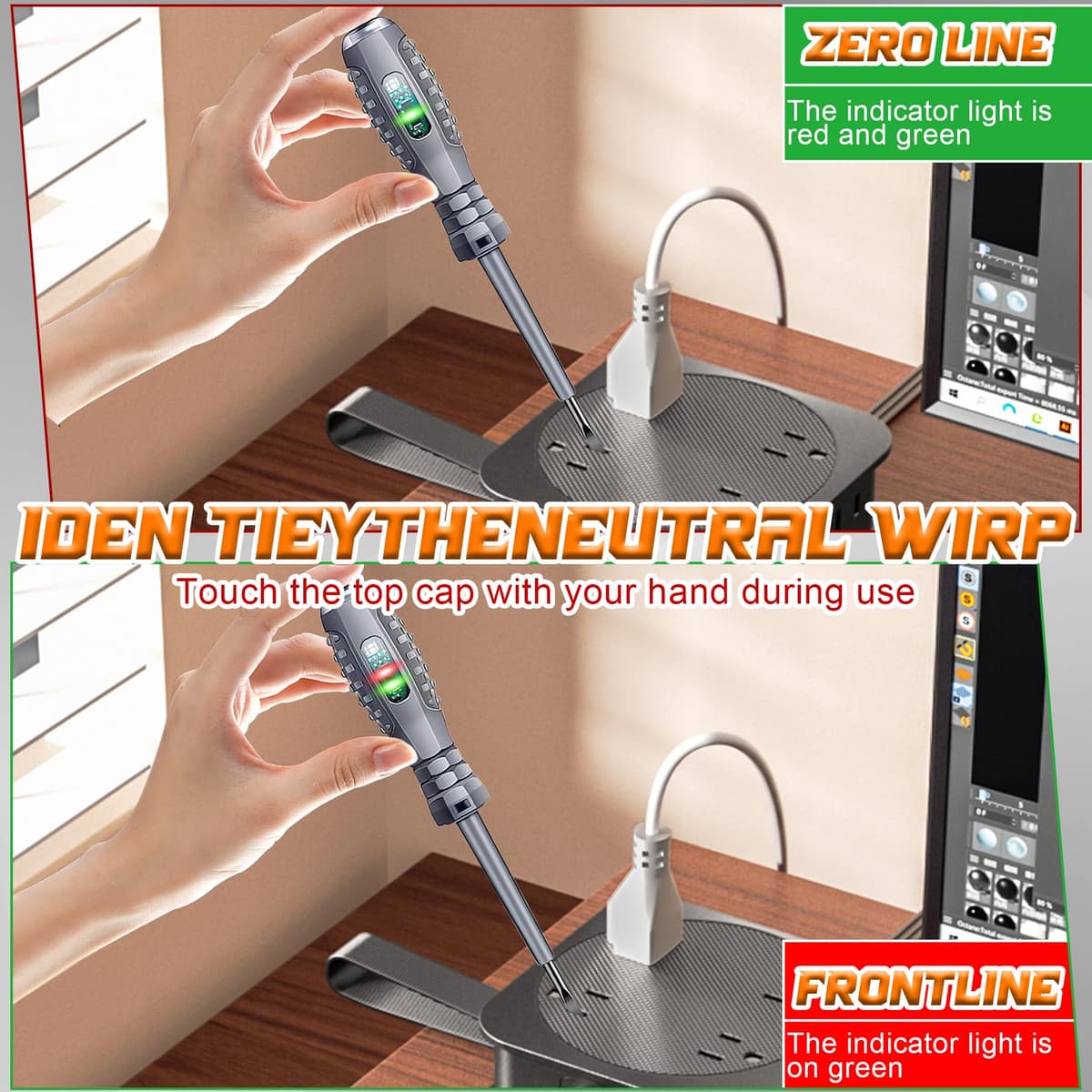 Șurubelniță testare tensiune 8 buc 2-în-1 magnetică testare curent - negru