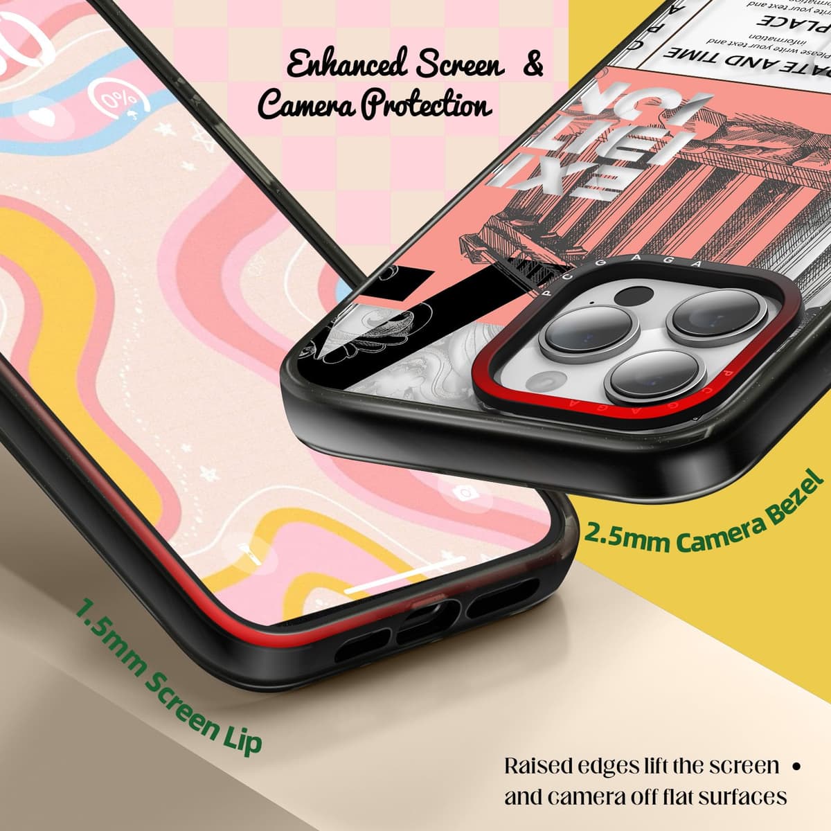 pcgaga husă iPhone 15 Pro Max, compatibilă MagSafe, magnetică cu lanț telefon folie protecție