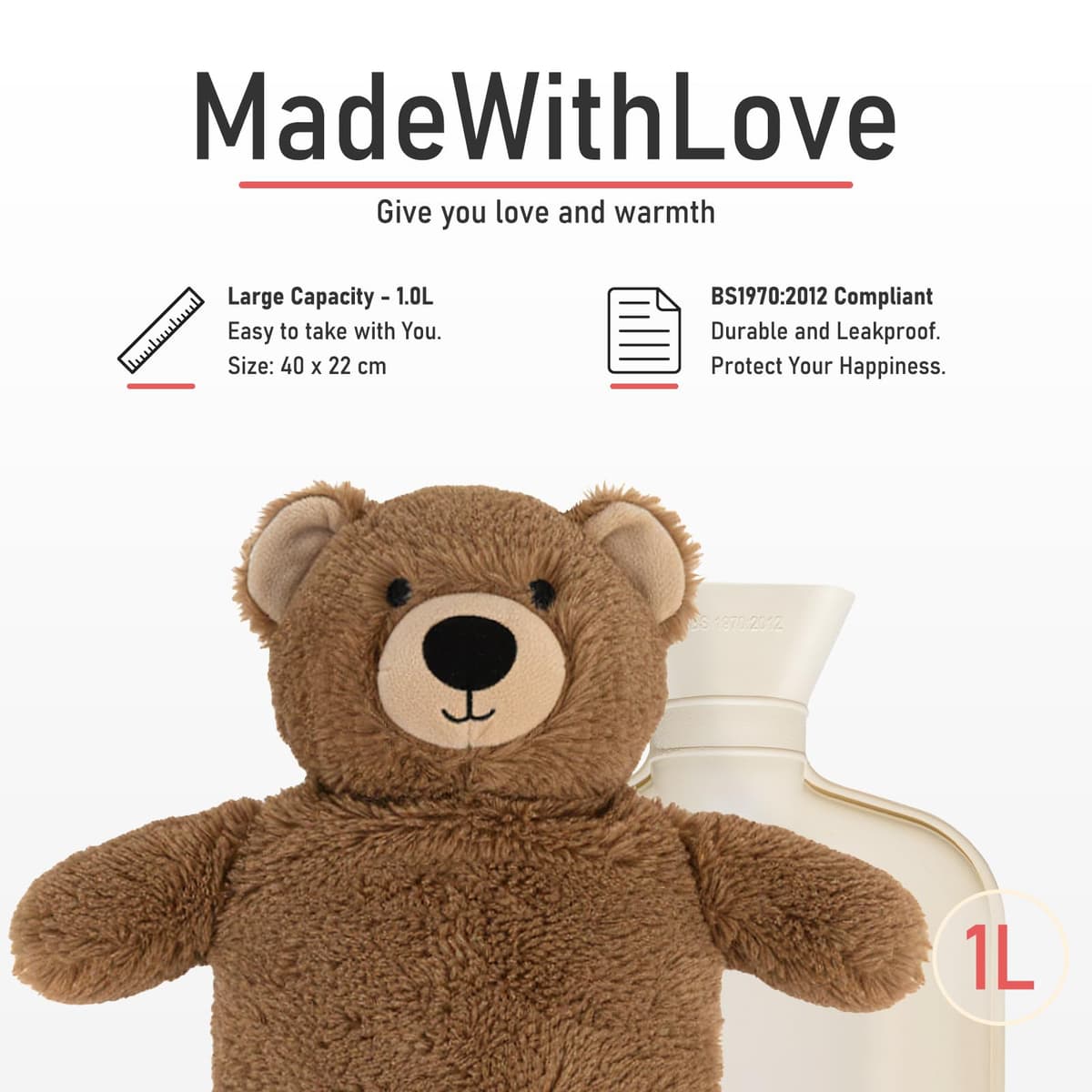 Pernă apă caldă cu husă pufoasă – 1L