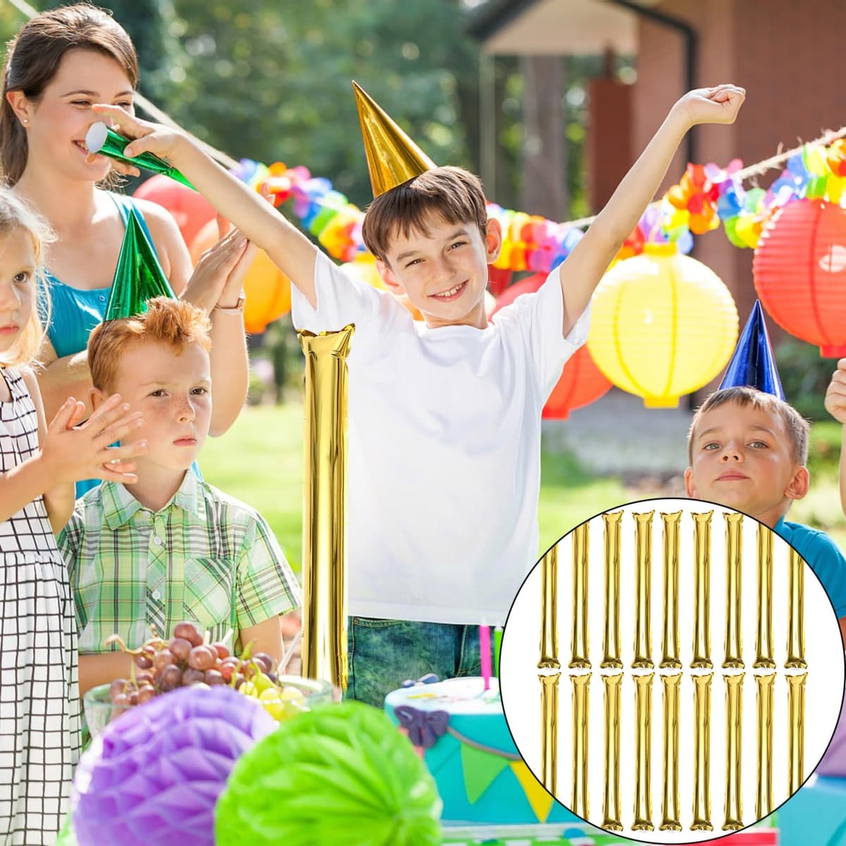 Baghete Gonflabile Zgomotoase Folie Aurie Thundersticks – 60cm