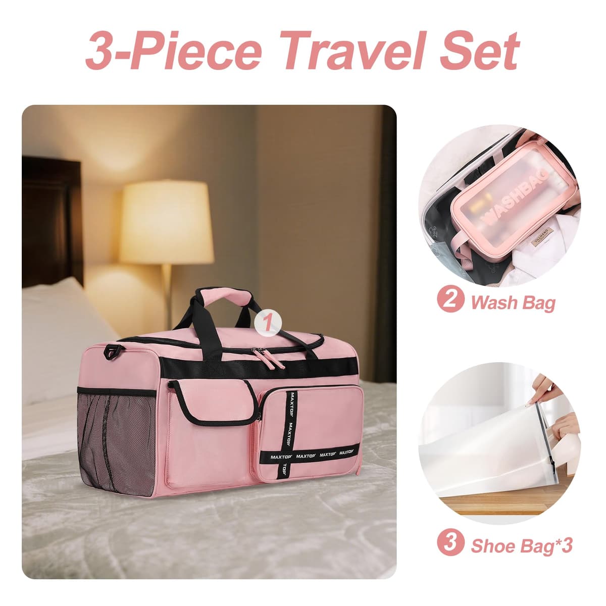 Geantă de călătorie weekender mare capacitate cu compartiment pantofi – mare