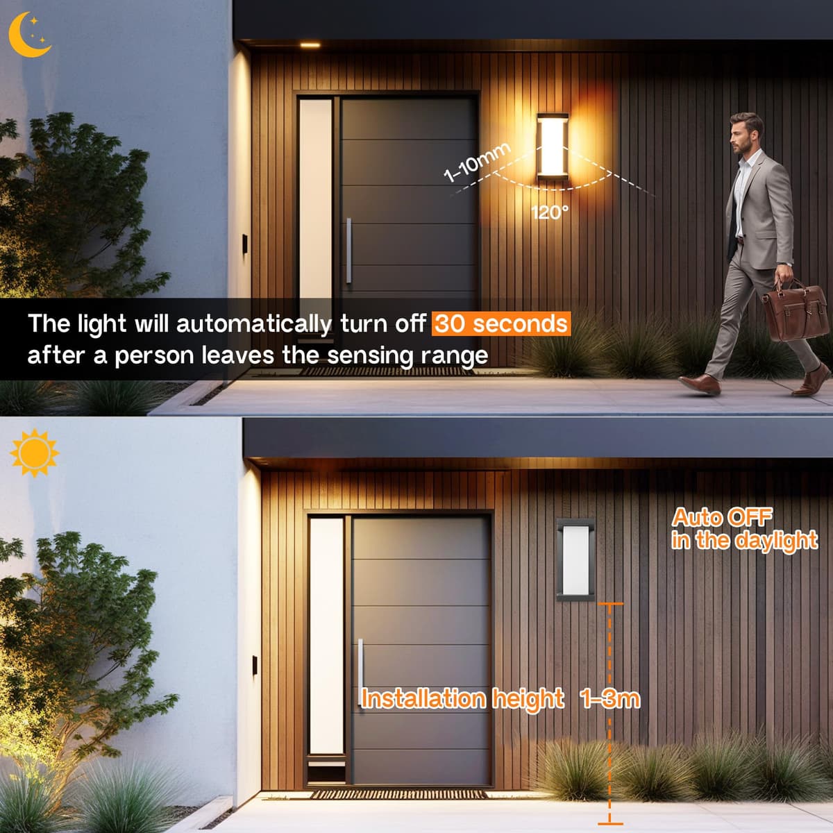 Aplică exterior cu senzor mișcare 18W telecomandă IP65 2000LM 3000K-6500K aluminiu pentru intrare