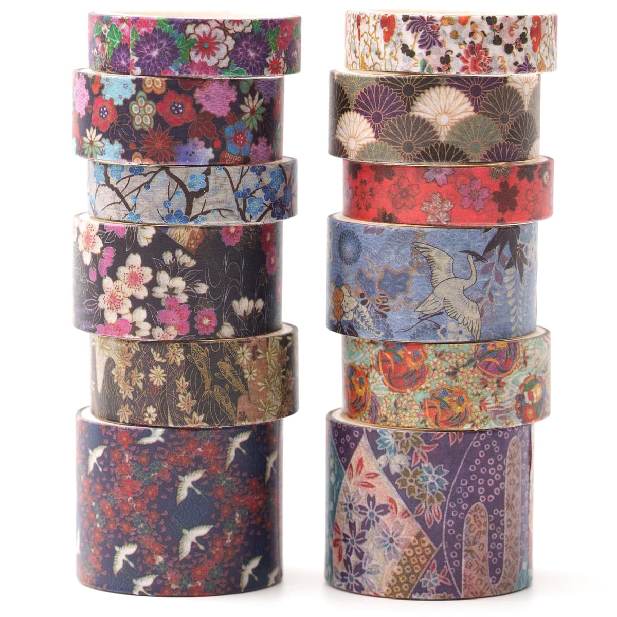 Set bandă Washi 12 role bandă adezivă decorativă colorată - Sakura mov