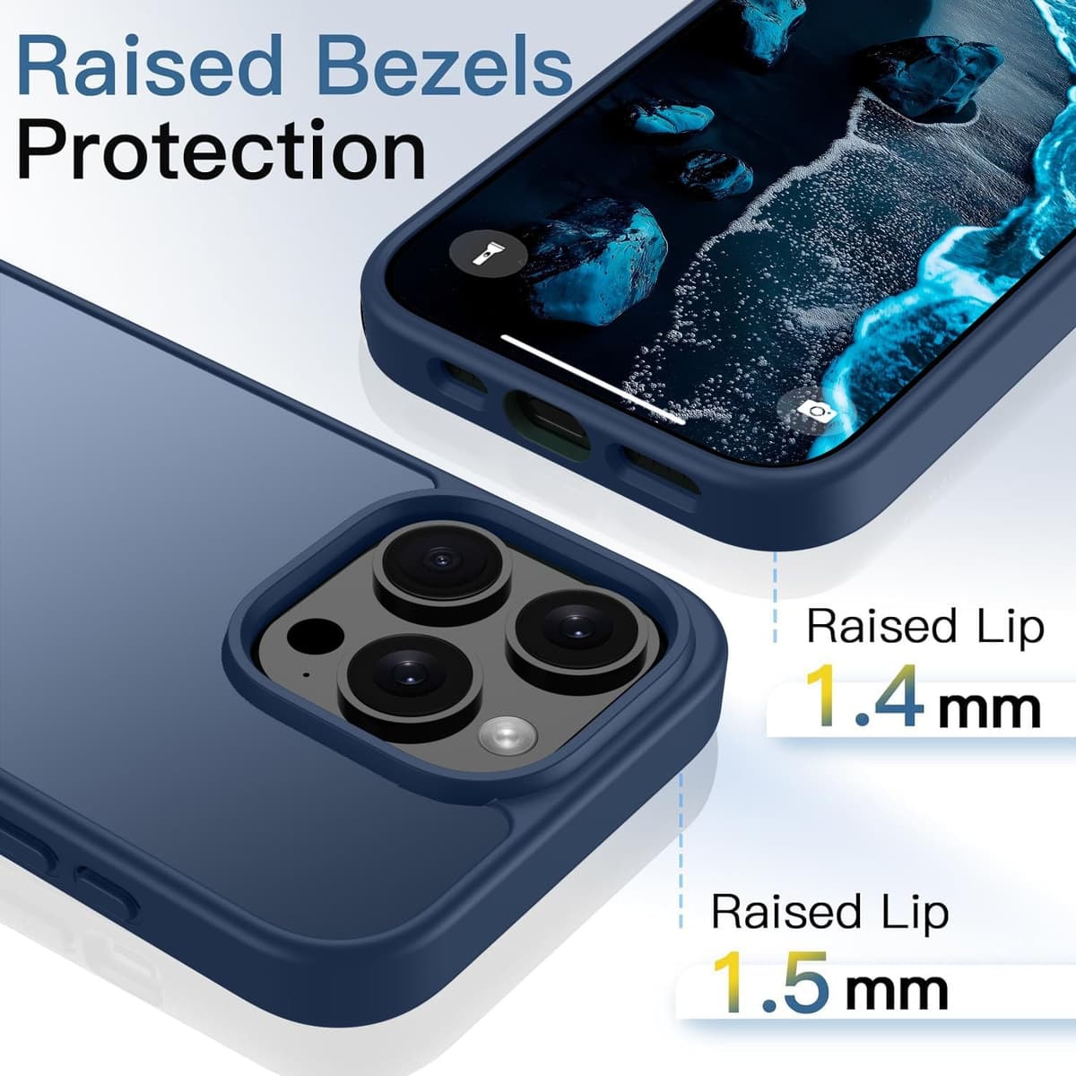 Andwing Husă Mată Protecție Militară Căzături pentru iPhone 14 Pro Max – Albastru Închis