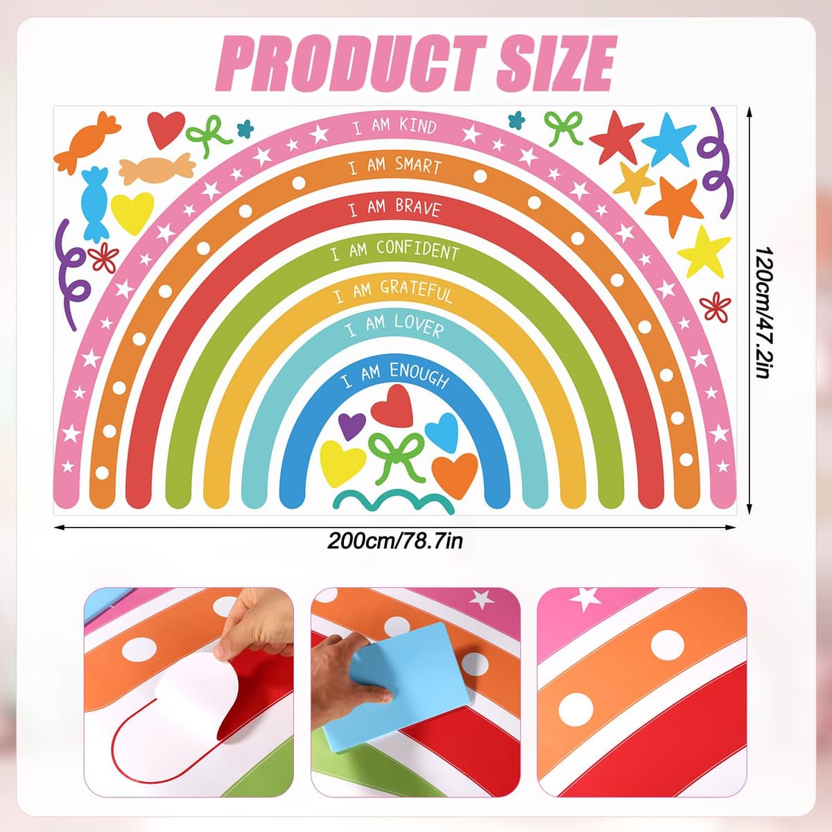 Autocolante Perete Curcubeu Mari pentru Camere Fete – Colorate