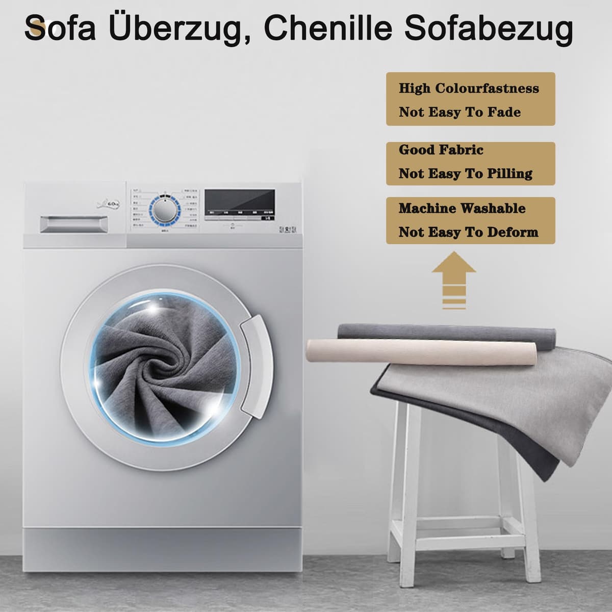 Husă canapea chenille antiderapantă protector pentru canapele în L – dimensiuni multiple