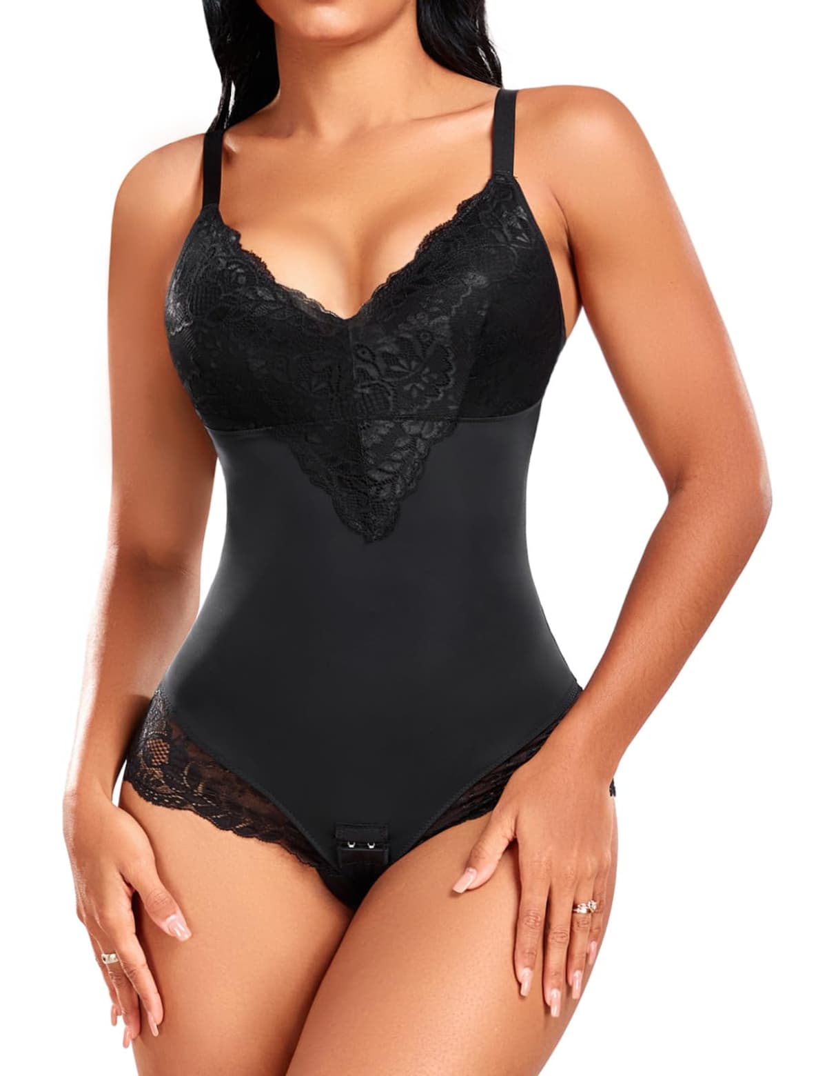 PASUDA lenjerie modelatoare control burtă body dantelă sexy corset cu sutien - negru M