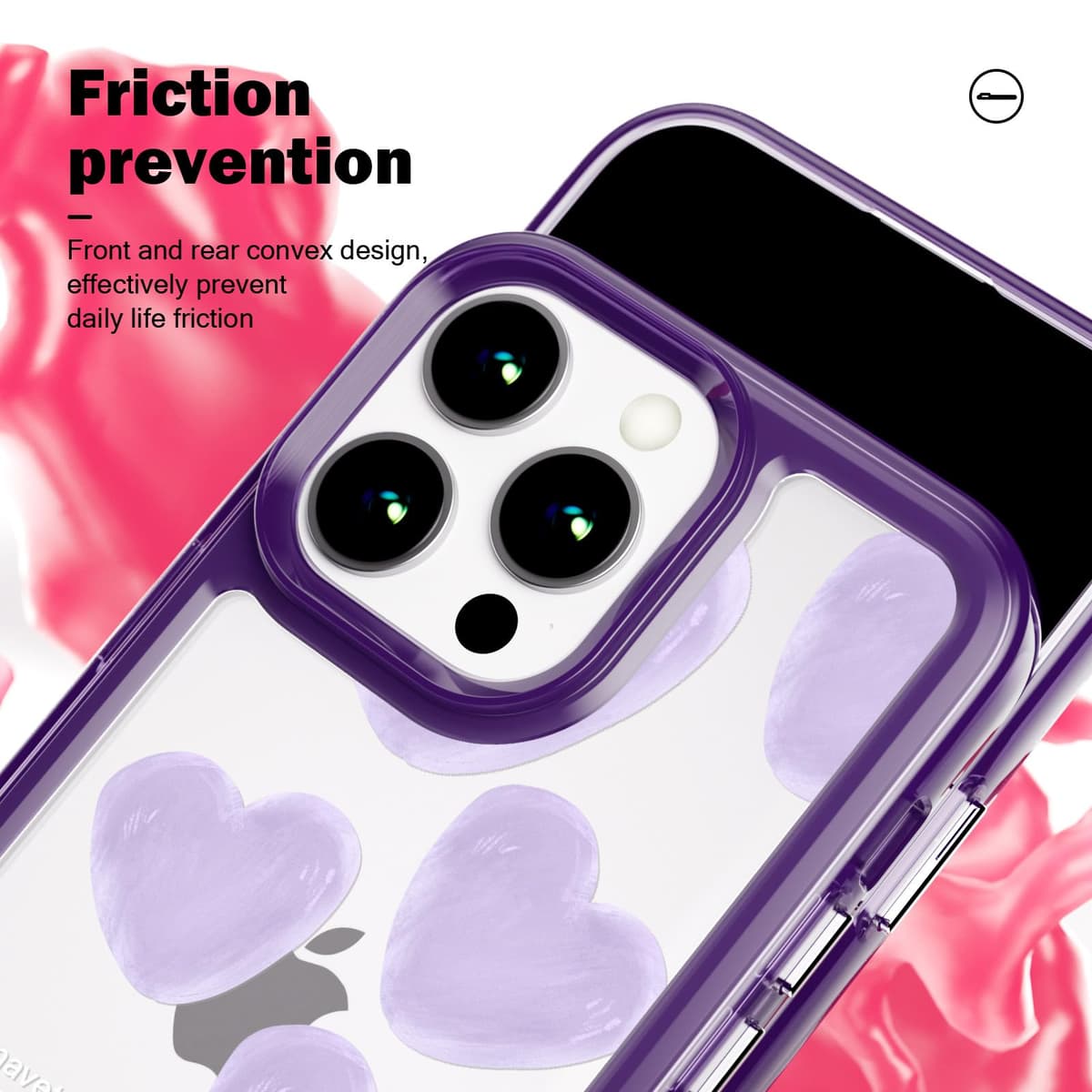 SharkProten Husă pentru iPhone 15 Pro Max TPU PC Subțire Antișoc Anti-zgâriere Protectivă Transparentă Model Floral pentru Fete Femei Violet