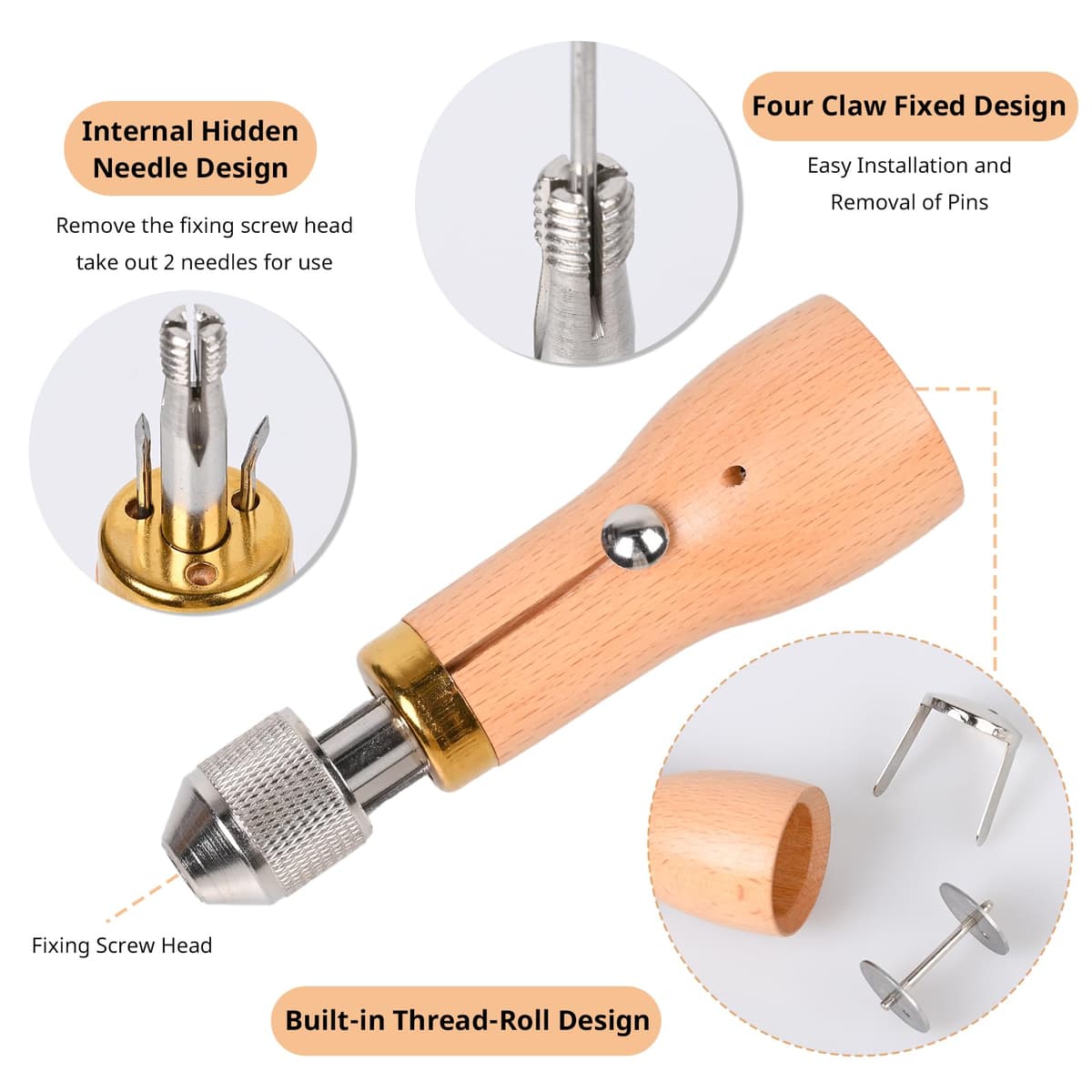 Set 19 piese sculă șilă kit cusut piele cu ac și ață – Multicolor