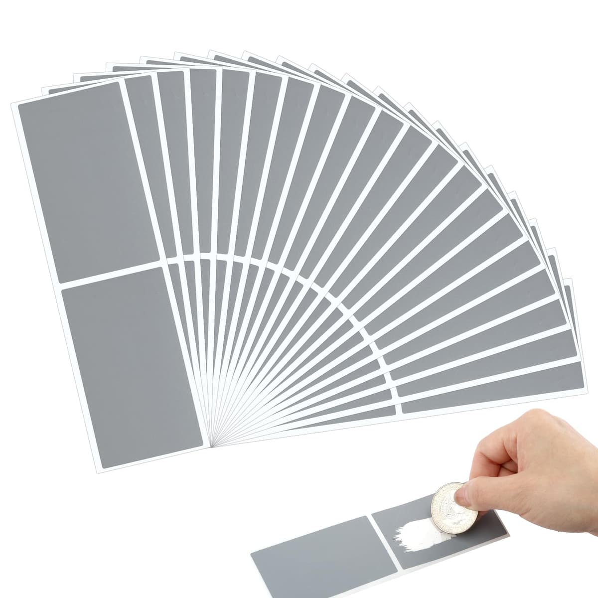 Autocolante Răzuibile 50 Coli Dreptunghiulare pentru Jocuri și Meșteșuguri – Argintiu