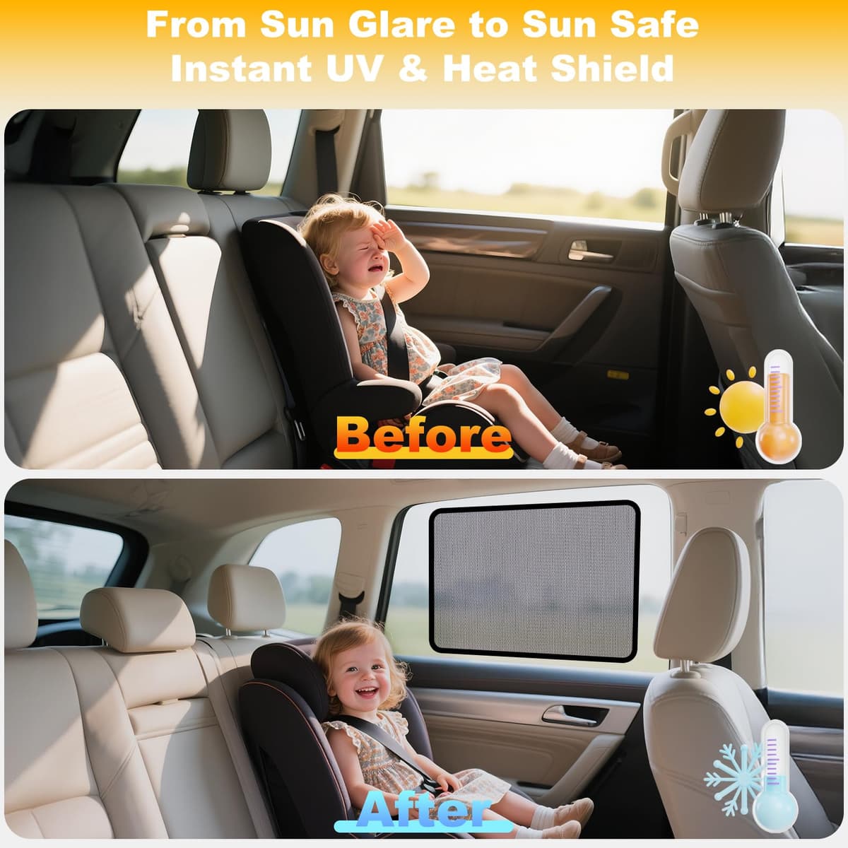 Parasolare Auto UV Protecție Set 6 Viziere Geam – 40x18 cm & 53x35 cm