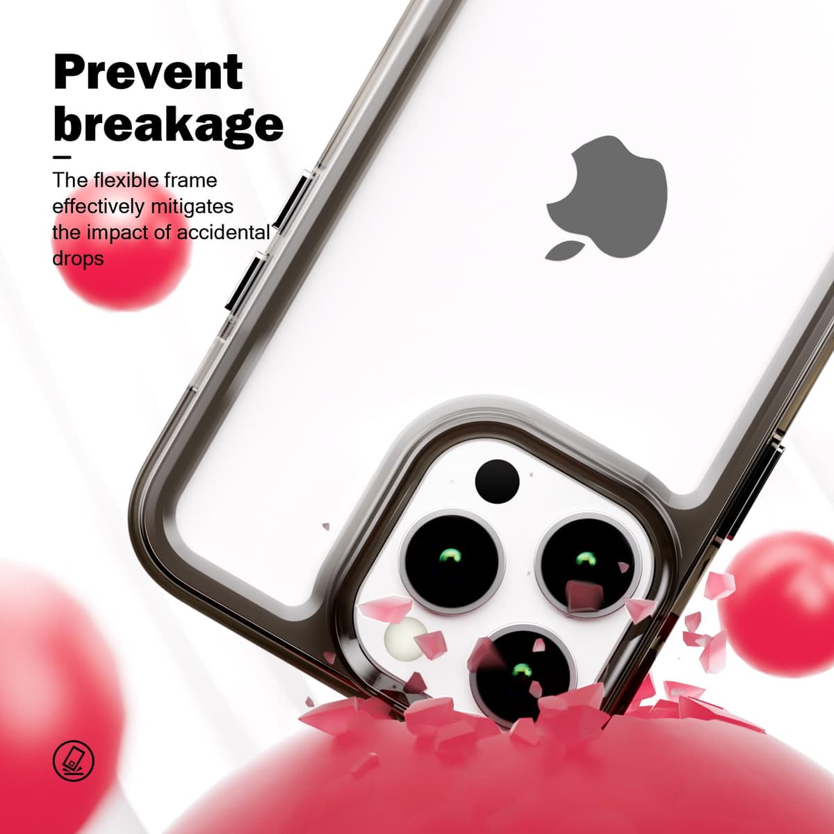 SharkProten Husă iPhone 15 Pro Max subțire rezistentă șocuri TPU - gri