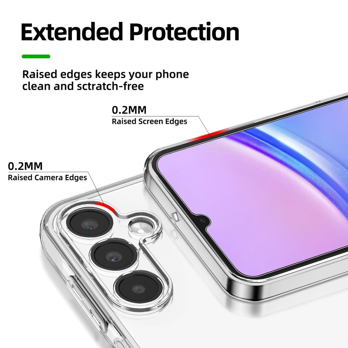 NEW'C husă Samsung Galaxy A15 5G gel TPU silicon ultra transparent și 2× sticlă călită Galaxy A15 5G