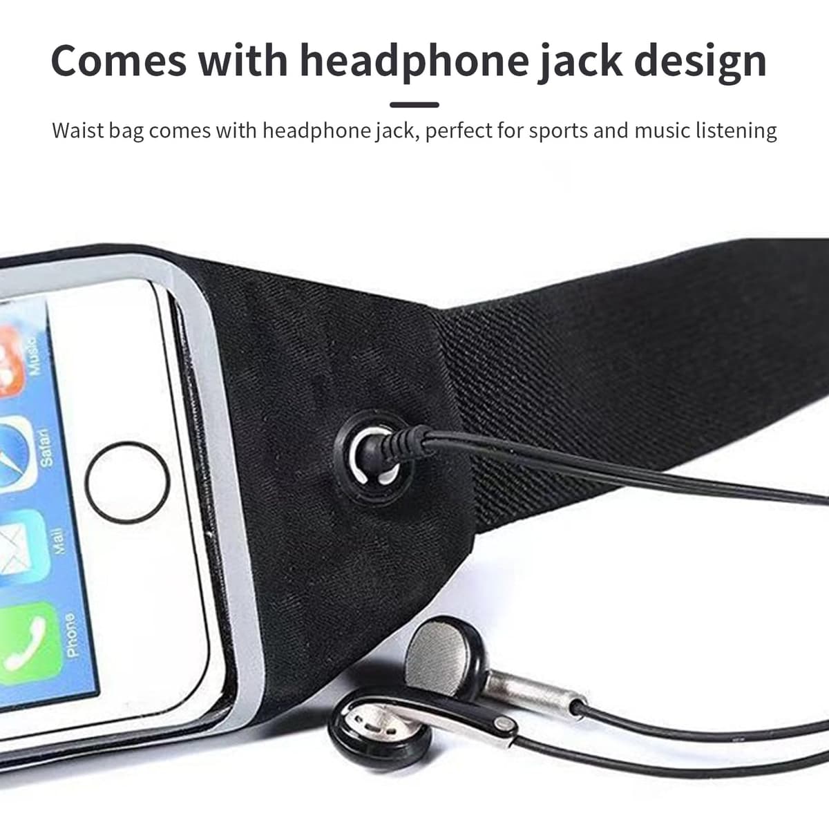 Centură alergare jogging - buzunar telefon reglabil cu touchscreen - centură sport exterior fitness negru până 5.5"