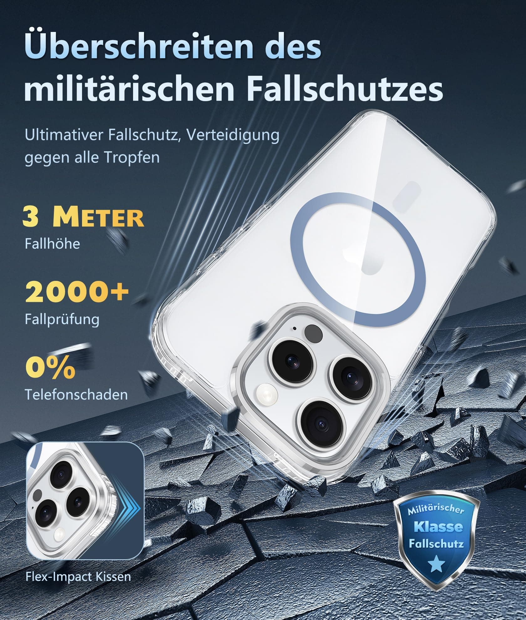 Husă FNTCASE iPhone 16 Pro transparentă militară magnetică anti-șoc MagSafe protecție grade