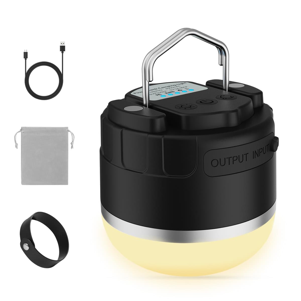 Lampă LED Camping Reîncărcabilă - Lampă Portabilă Cort cu Baterie 4000mAh, 3 Moduri Lumină, Bază Magnetică, IP65 Rezistentă la Apă