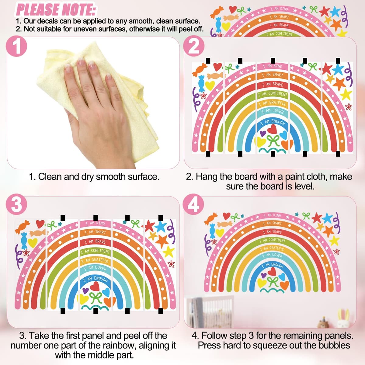 Autocolante Perete Curcubeu Mari pentru Camere Fete – Colorate