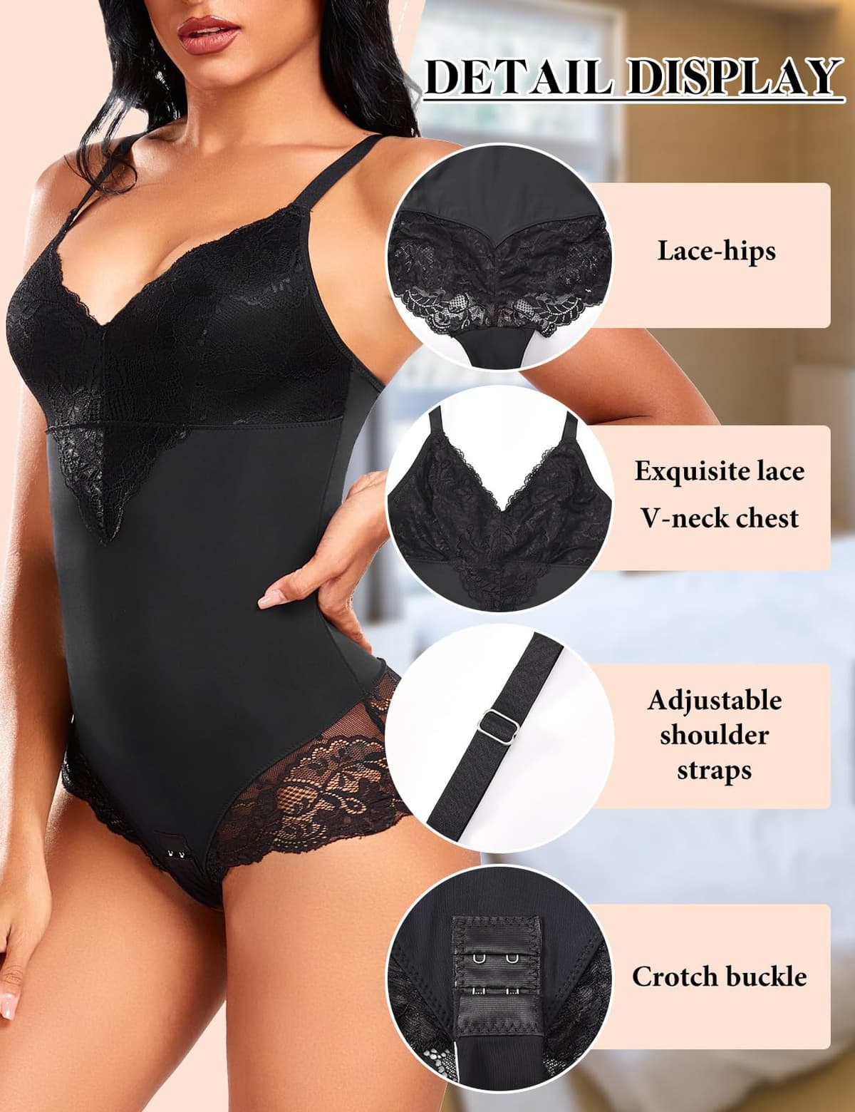 PASUDA lenjerie modelatoare control burtă body dantelă sexy corset cu sutien - negru M