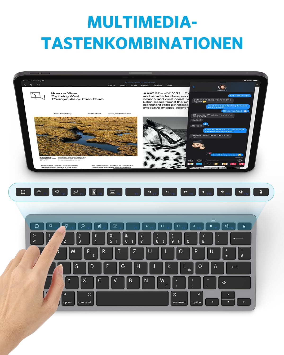 OMOTON Tastatură Bluetooth Germană iPad 10.9/10.2/9.7, iPad Air 6/5/4/3, iPad Pro 13/12.9/11/10.5 iPhone QWERTZ (Space Gray)