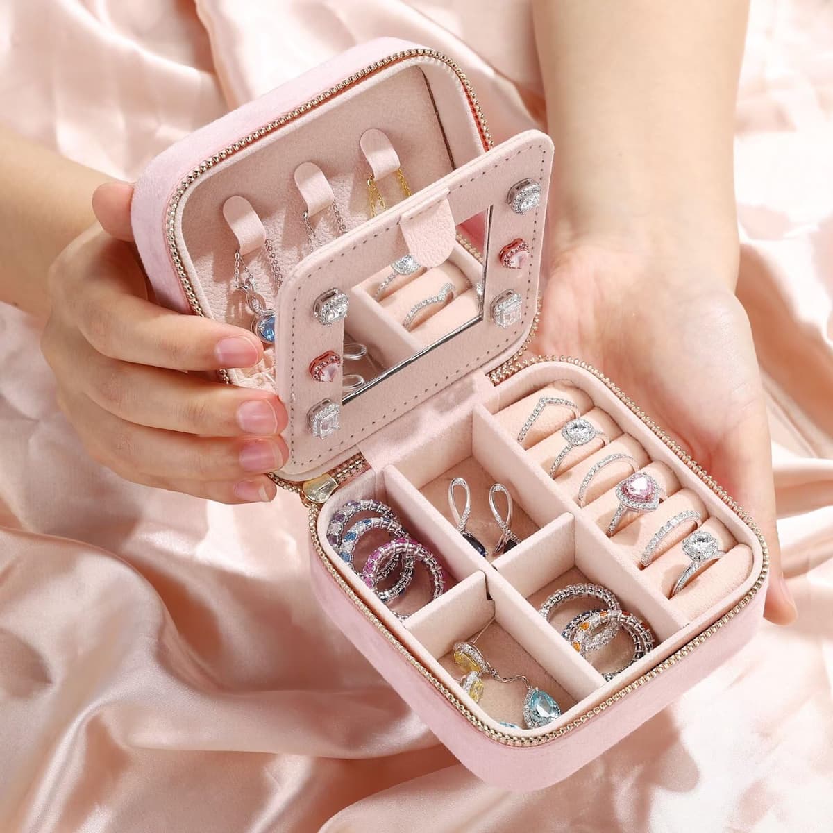 Cutie depozitare bijuterii călătorie mică pentru fete – Cadou