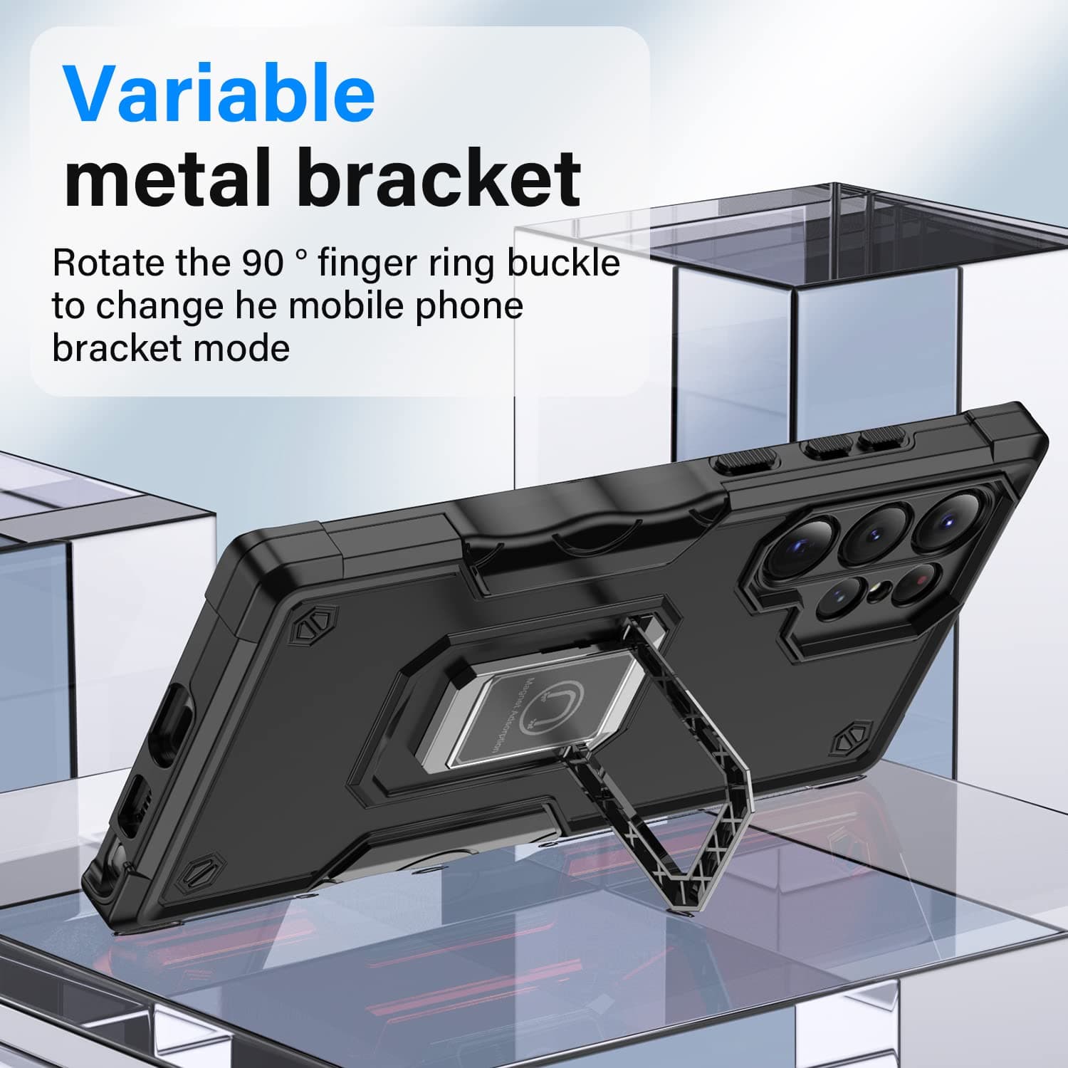 Husă Whyzshiyi Samsung S21 Ultra 5G neagră cameră glisantă militar anti-șoc
