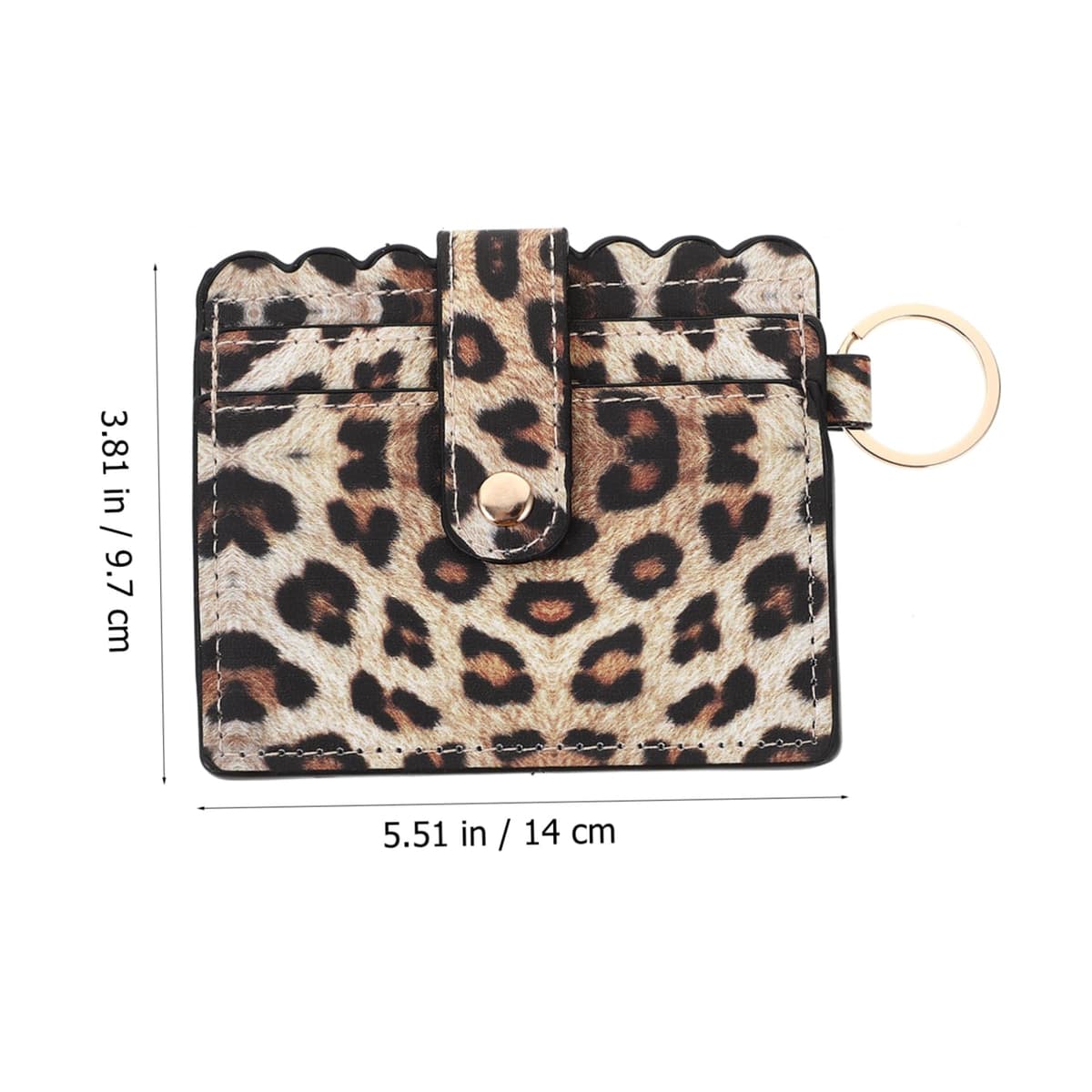 Portcard femei imprimeu leopard portofel mic piele PU cu închidere capse – călătorie