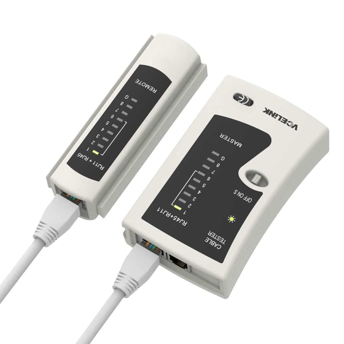 VCELINK tester cablu, tester rețea pentru cablu RJ45 RJ11, tester LAN, tester cablu telefon, negru