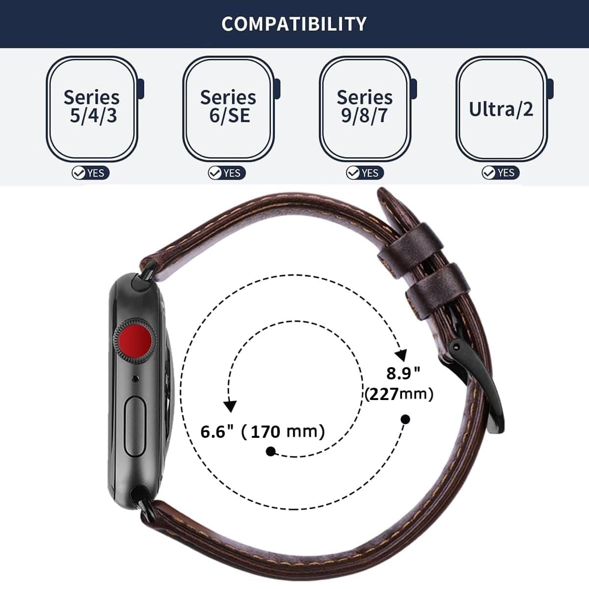 MroTech Curea Piele pentru Apple Watch 49mm 44mm 45mm 46mm – Coffee