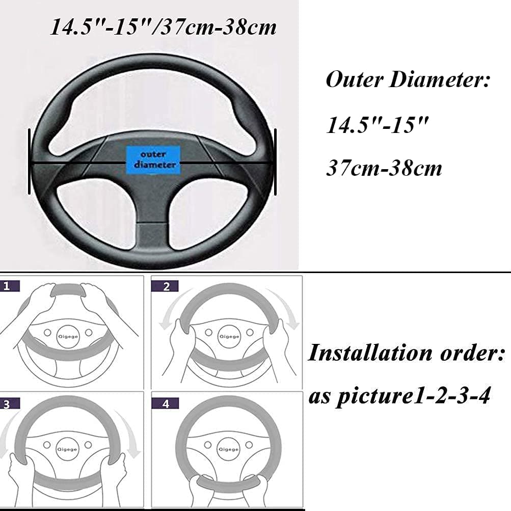 Husă volan auto piele sport universală 37-38cm antialunecare respirabilă – Negru