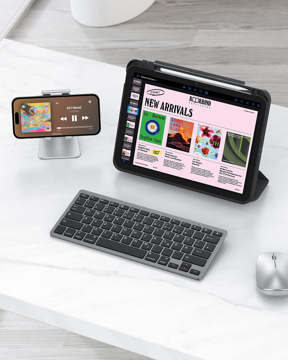 OMOTON Tastatură Bluetooth Germană iPad 10.9/10.2/9.7, iPad Air 6/5/4/3, iPad Pro 13/12.9/11/10.5 iPhone QWERTZ (Space Gray)