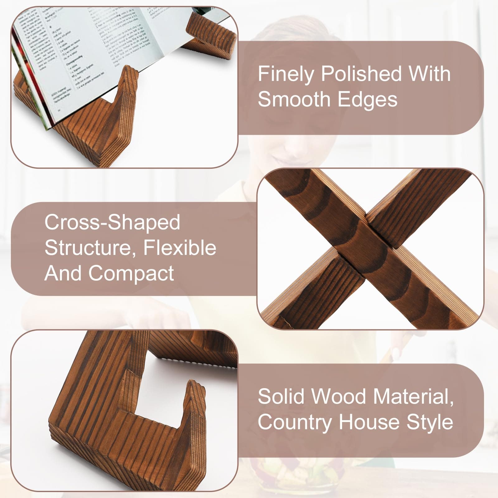 Suport cărți bucate lemn MOERDIFFER reglabil stand carte gătit