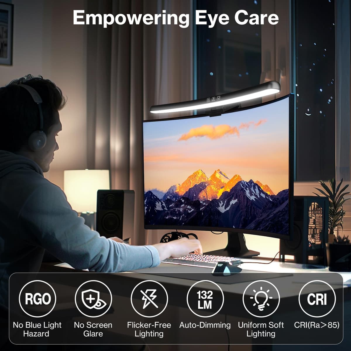 Laliled Lampă Monitor PC, Bară Lumină LED USB Ecran Curbat Birou Protecție Ochi