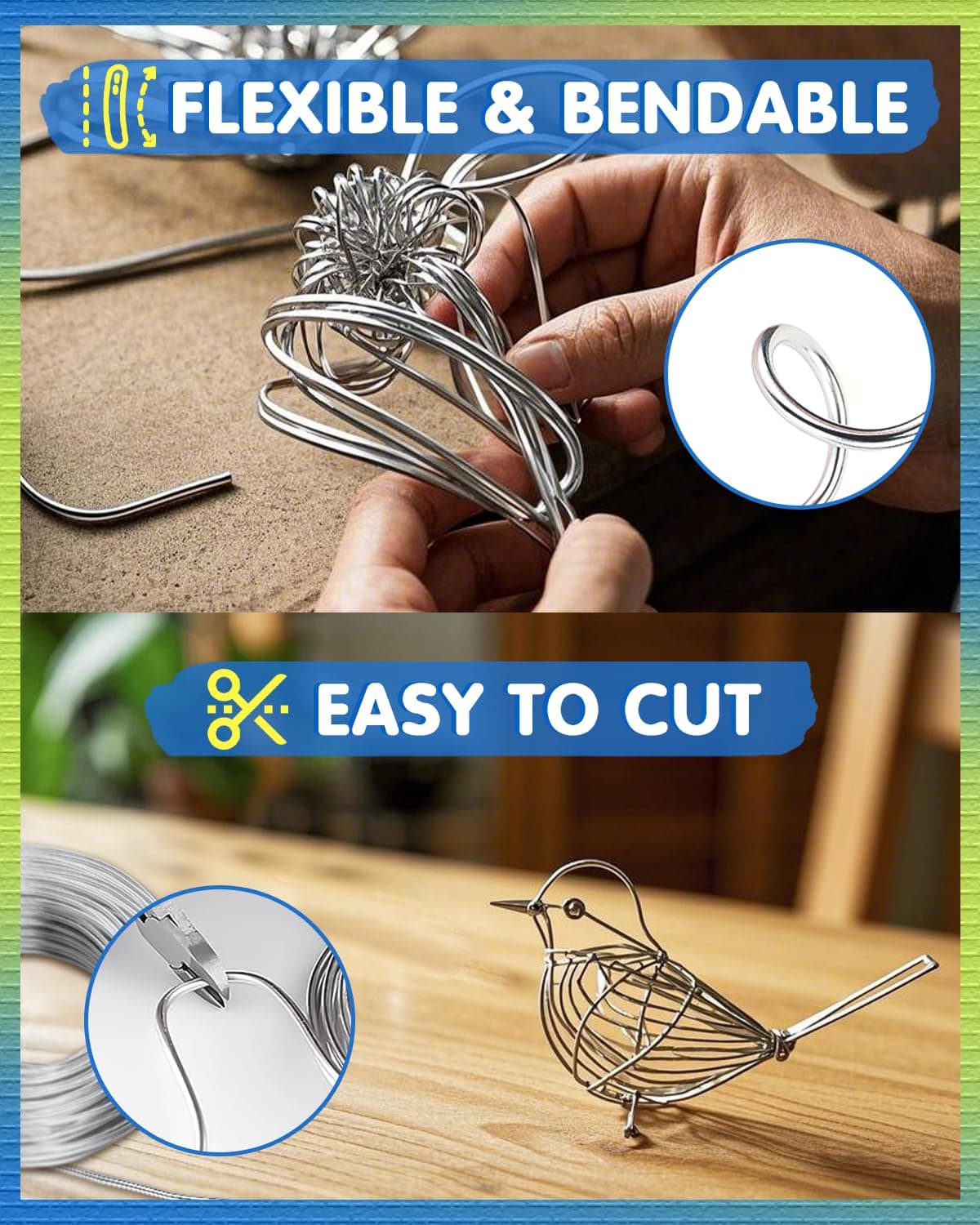 Sârmă artizanat 3mm x 10m pentru bijuterii și sculptură – aluminiu