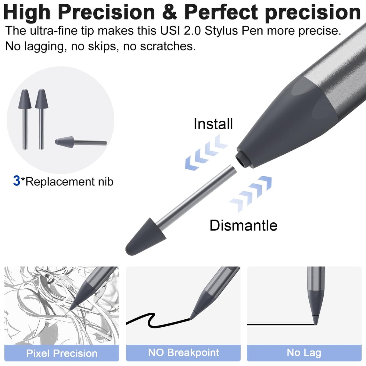 Stylus USI 2.0 Încărcare Rapidă cu Palm Rejection – Negru