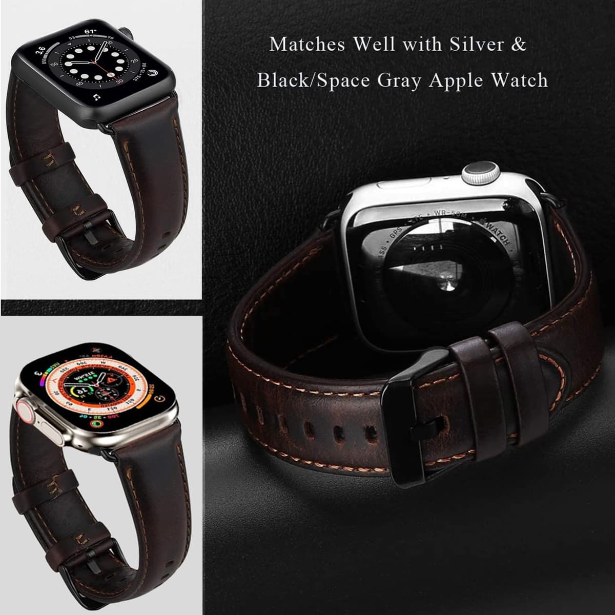 MroTech Curea Piele pentru Apple Watch 49mm 44mm 45mm 46mm – Coffee