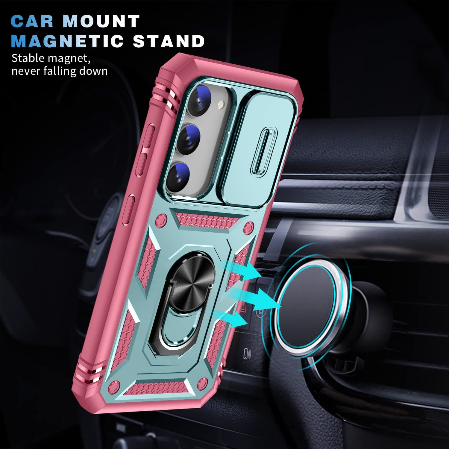 Husă Whyzshiyi Samsung S22 5G neagră stand rotativ militar anti-șoc