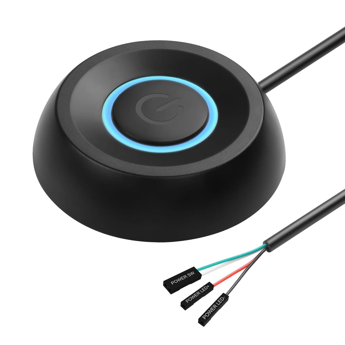 SinLoon cablu extensie buton pornire PC cu lumină LED - negru